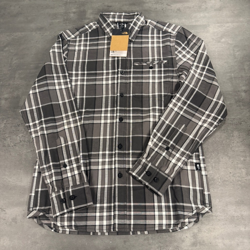 The North Face Junction Woven Shirt Mens S Grey Plaid Long Sleeve Button Up $95